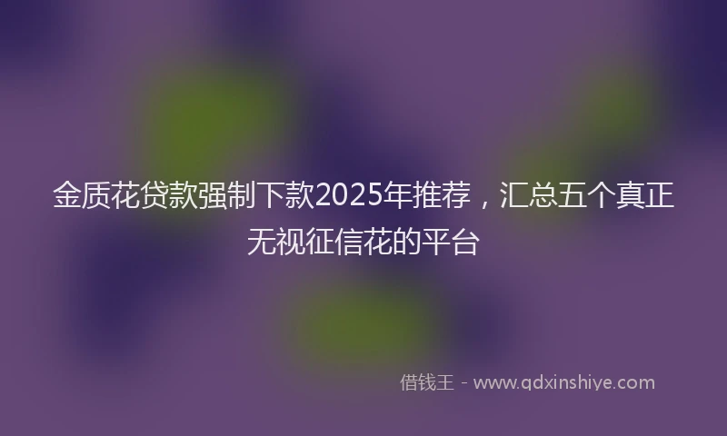 金质花贷款强制下款2025年推荐，汇总五个真正无视征信花的平台