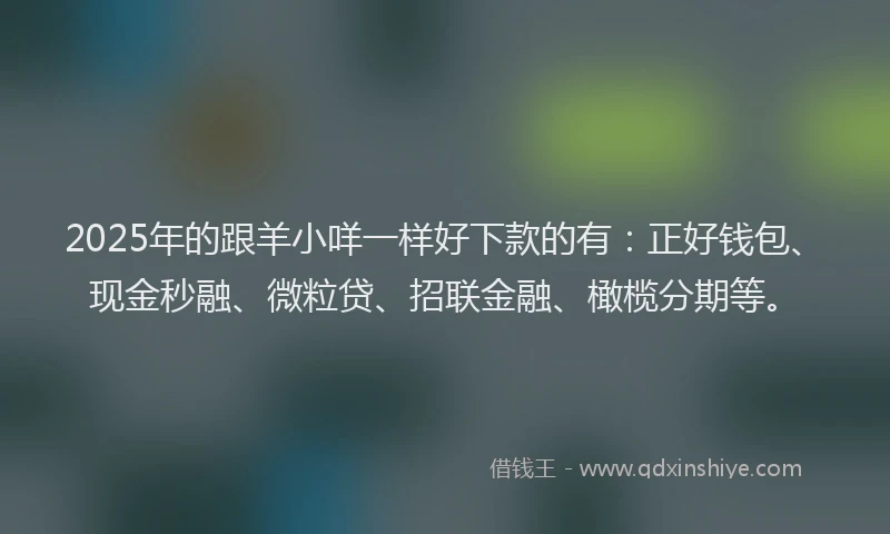 2025年的跟羊小咩一样好下款的有：正好钱包、现金秒融、微粒贷、招联金融、橄榄分期等。