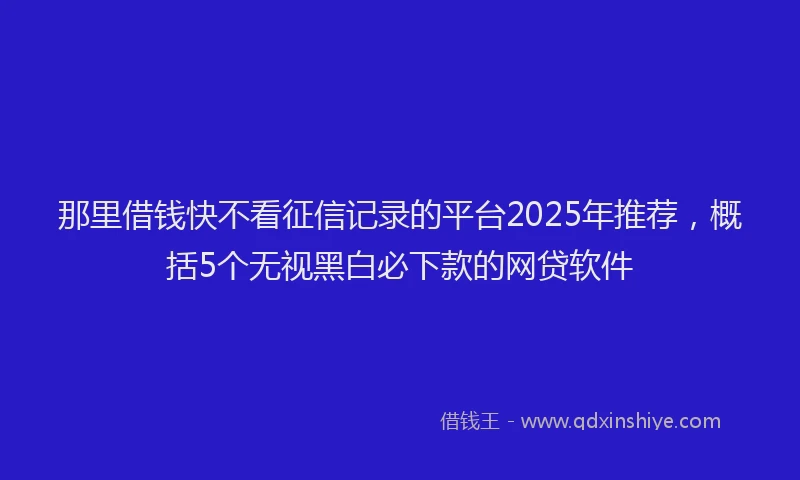 那里借钱快不看征信记录的平台2025年推荐，概括5个无视黑白必下款的网贷软件