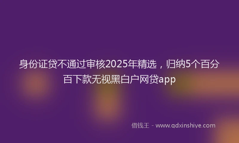 身份证贷不通过审核2025年精选，归纳5个百分百下款无视黑白户网贷app