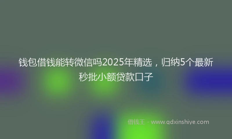 钱包借钱能转微信吗2025年精选，归纳5个最新秒批小额贷款口子