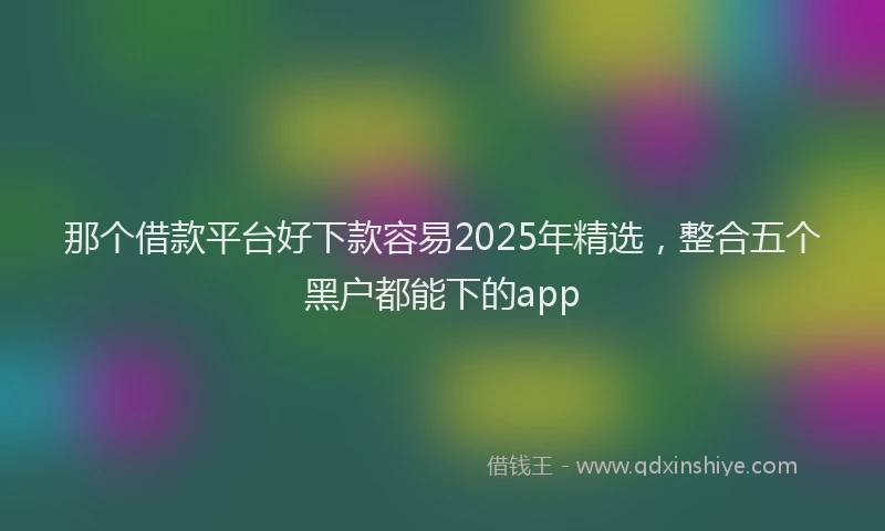 那个借款平台好下款容易2025年精选，整合五个黑户都能下的app