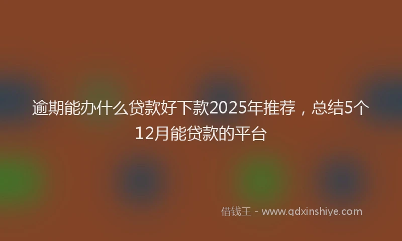 逾期能办什么贷款好下款2025年推荐，总结5个12月能贷款的平台