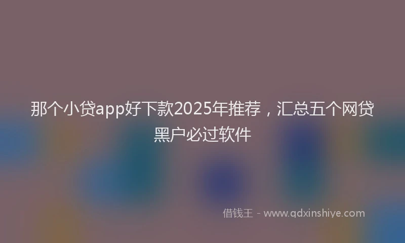 那个小贷app好下款2025年推荐，汇总五个网贷黑户必过软件