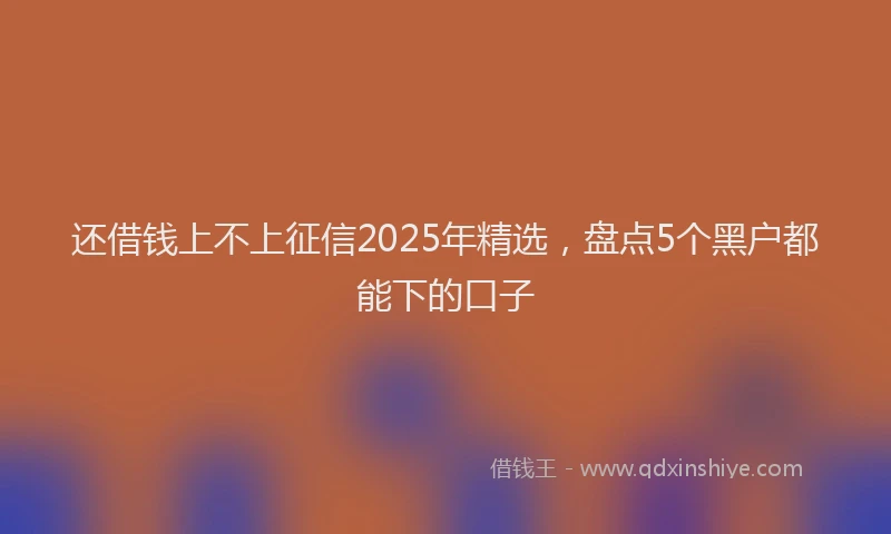 还借钱上不上征信2025年精选，盘点5个黑户都能下的口子