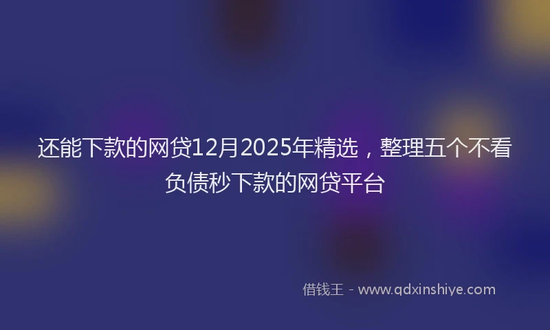 还能下款的网贷12月2025年精选，整理五个不看负债秒下款的网贷平台