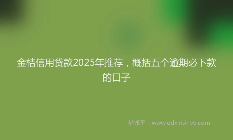金桔信用贷款2025年推荐，概括五个逾期必下款的口子