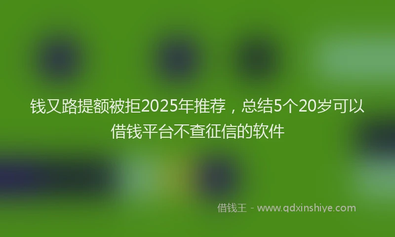 钱又路提额被拒2025年推荐，总结5个20岁可以借钱平台不查征信的软件