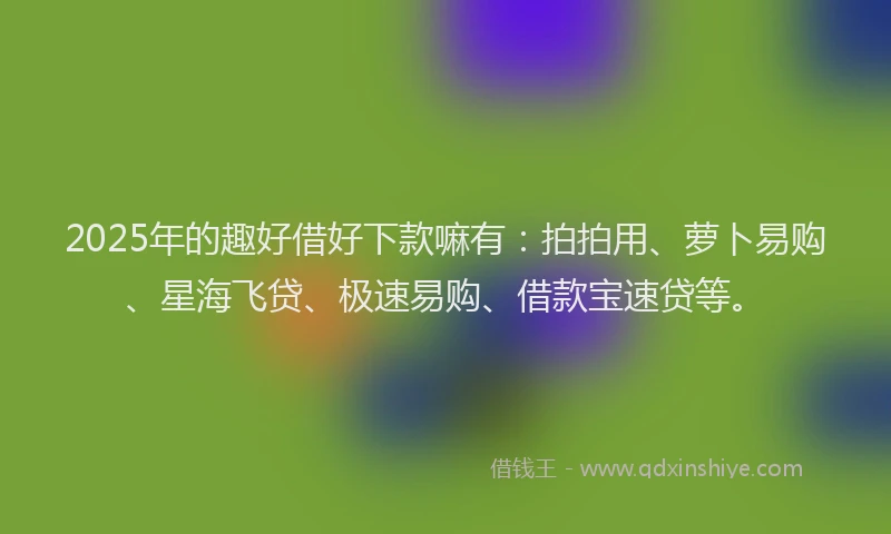 2025年的趣好借好下款嘛有：拍拍用、萝卜易购、星海飞贷、极速易购、借款宝速贷等。