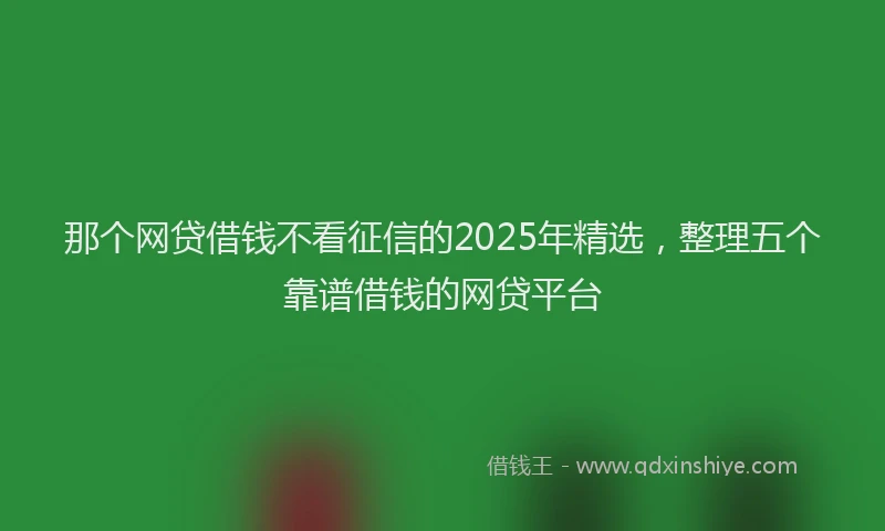 那个网贷借钱不看征信的2025年精选，整理五个靠谱借钱的网贷平台
