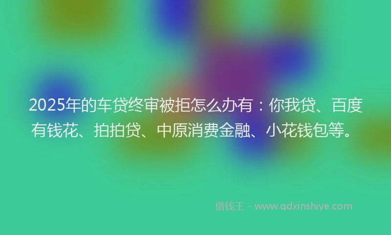 2025年的车贷终审被拒怎么办有：你我贷、百度有钱花、拍拍贷、中原消费金融、小花钱包等。