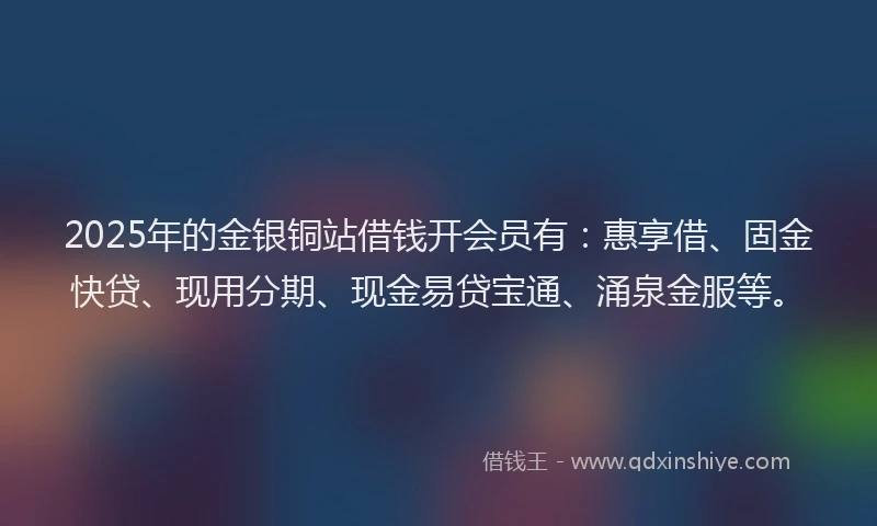 2025年的金银铜站借钱开会员有：惠享借、固金快贷、现用分期、现金易贷宝通、涌泉金服等。