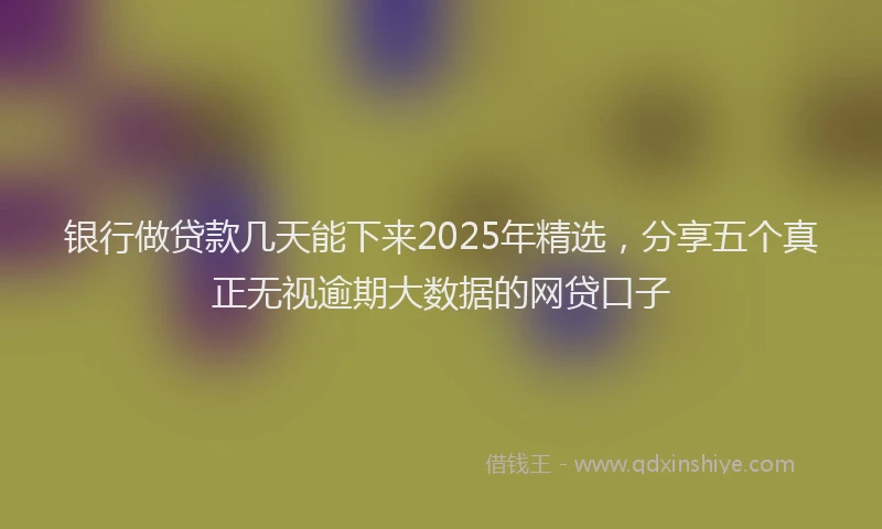 银行做贷款几天能下来2025年精选，分享五个真正无视逾期大数据的网贷口子