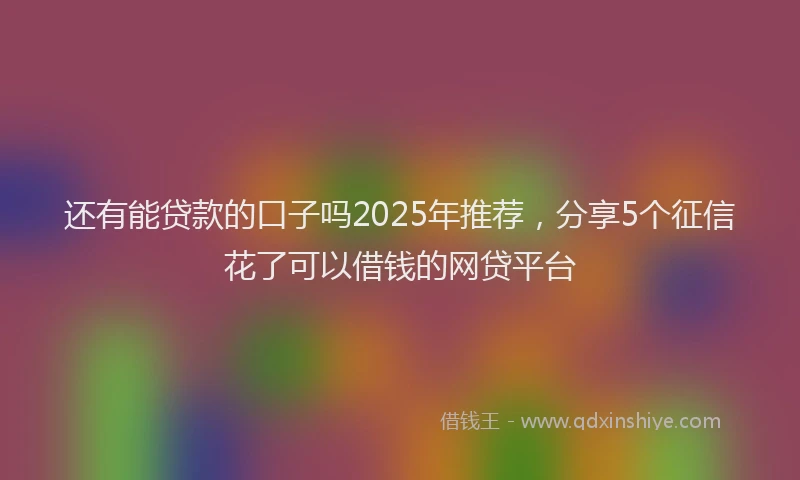 还有能贷款的口子吗2025年推荐，分享5个征信花了可以借钱的网贷平台