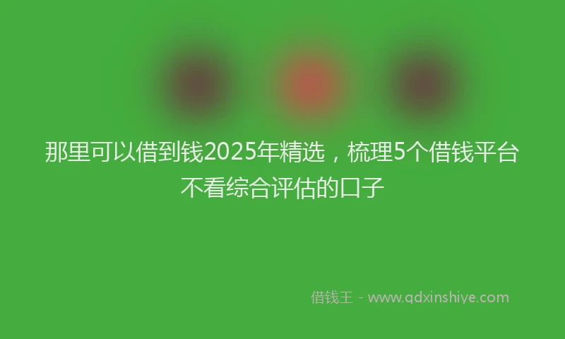 那里可以借到钱2025年精选，梳理5个借钱平台不看综合评估的口子