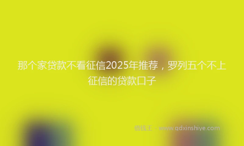 那个家贷款不看征信2025年推荐，罗列五个不上征信的贷款口子