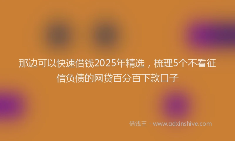 那边可以快速借钱2025年精选，梳理5个不看征信负债的网贷百分百下款口子