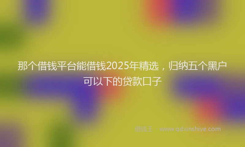 那个借钱平台能借钱2025年精选，归纳五个黑户可以下的贷款口子