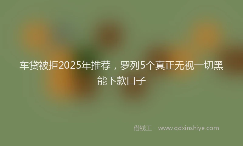 车贷被拒2025年推荐，罗列5个真正无视一切黑能下款口子