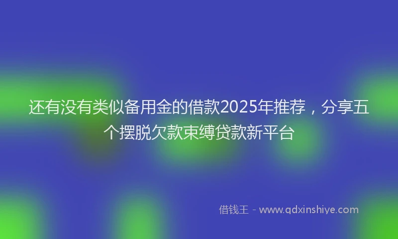 还有没有类似备用金的借款2025年推荐，分享五个摆脱欠款束缚贷款新平台