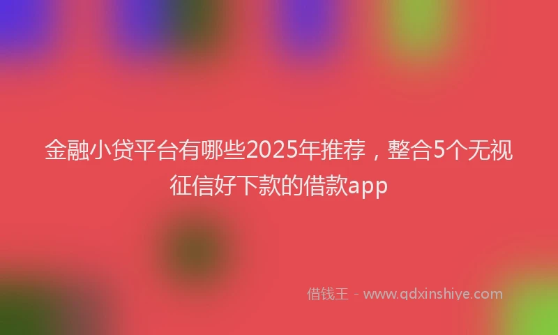 金融小贷平台有哪些2025年推荐，整合5个无视征信好下款的借款app