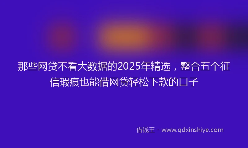 那些网贷不看大数据的2025年精选，整合五个征信瑕疵也能借网贷轻松下款的口子