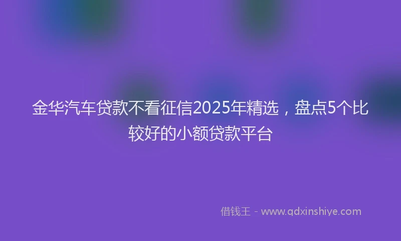 金华汽车贷款不看征信2025年精选，盘点5个比较好的小额贷款平台