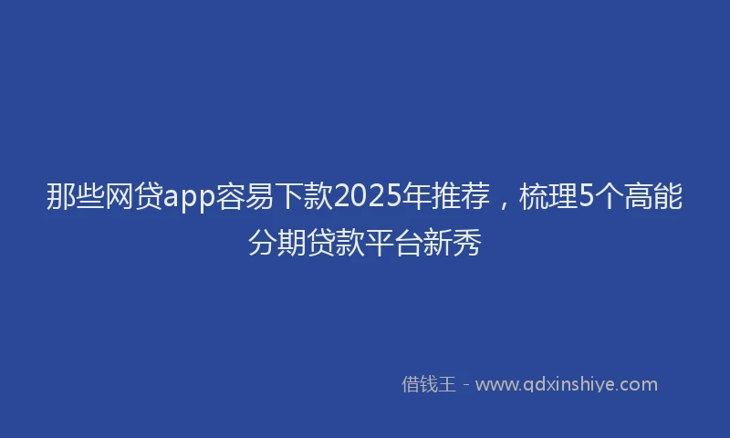 那些网贷app容易下款2025年推荐，梳理5个高能分期贷款平台新秀