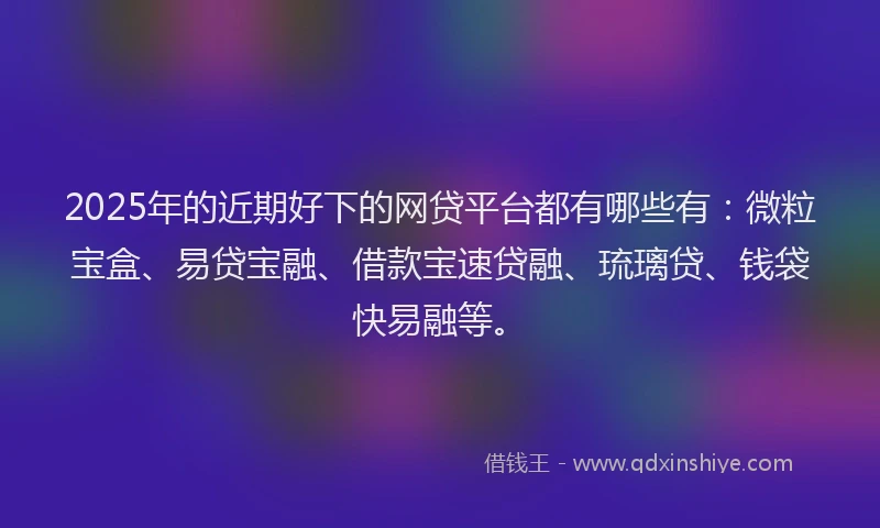 2025年的近期好下的网贷平台都有哪些有：微粒宝盒、易贷宝融、借款宝速贷融、琉璃贷、钱袋快易融等。