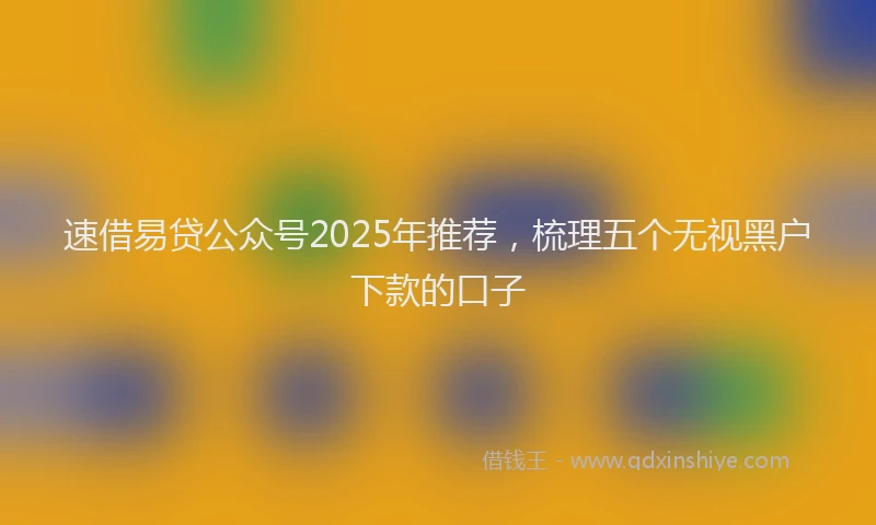 速借易贷公众号2025年推荐，梳理五个无视黑户下款的口子