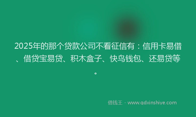 2025年的那个贷款公司不看征信有：信用卡易借、借贷宝易贷、积木盒子、快鸟钱包、还易贷等。