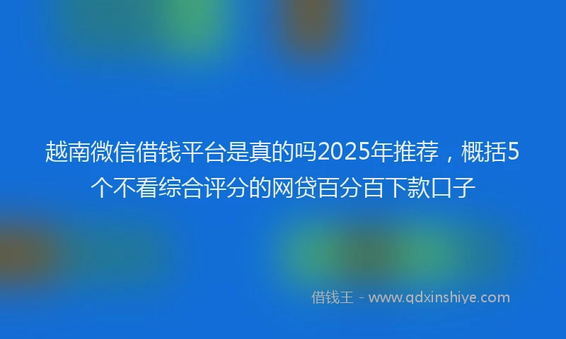 越南微信借钱平台是真的吗2025年推荐，概括5个不看综合评分的网贷百分百下款口子