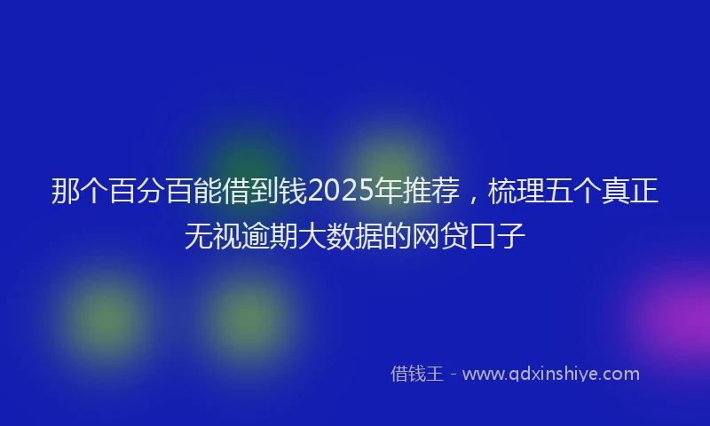 那个百分百能借到钱2025年推荐，梳理五个真正无视逾期大数据的网贷口子