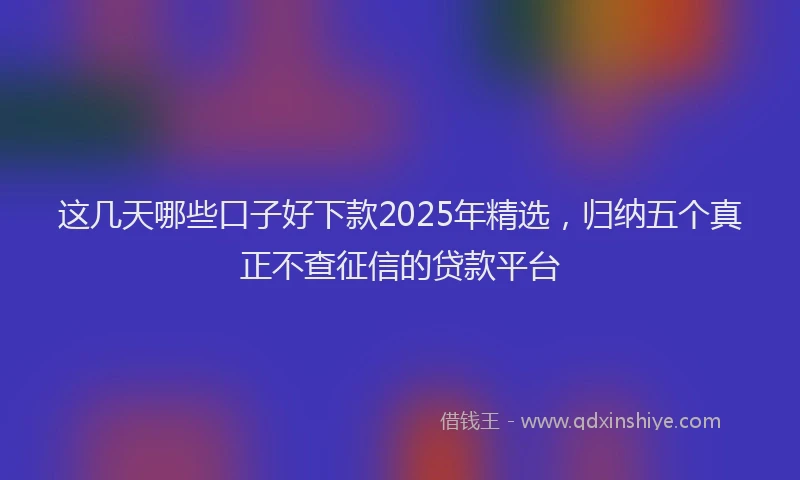 这几天哪些口子好下款2025年精选，归纳五个真正不查征信的贷款平台