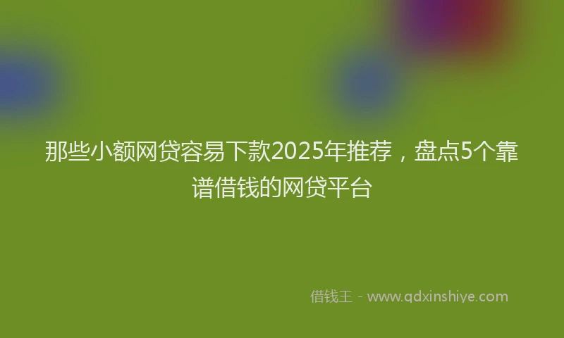 那些小额网贷容易下款2025年推荐，盘点5个靠谱借钱的网贷平台