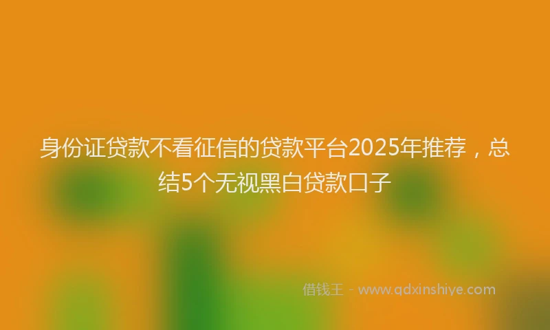 身份证贷款不看征信的贷款平台2025年推荐，总结5个无视黑白贷款口子