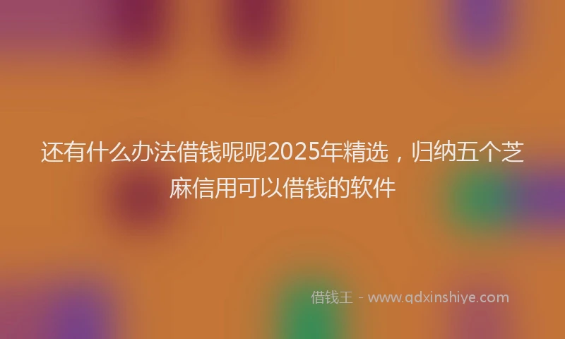 还有什么办法借钱呢呢2025年精选，归纳五个芝麻信用可以借钱的软件