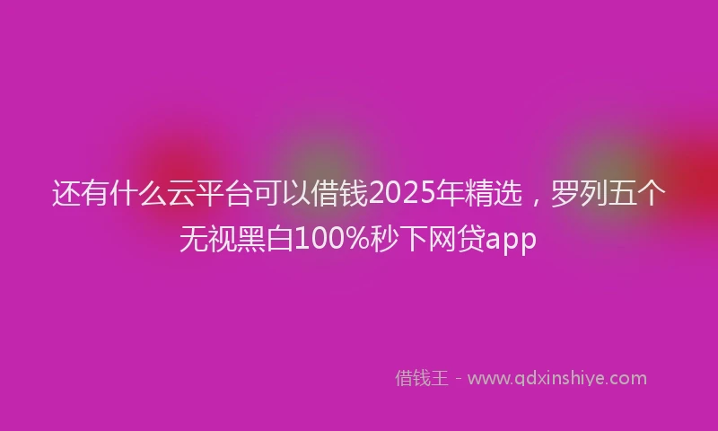 还有什么云平台可以借钱2025年精选，罗列五个无视黑白100%秒下网贷app