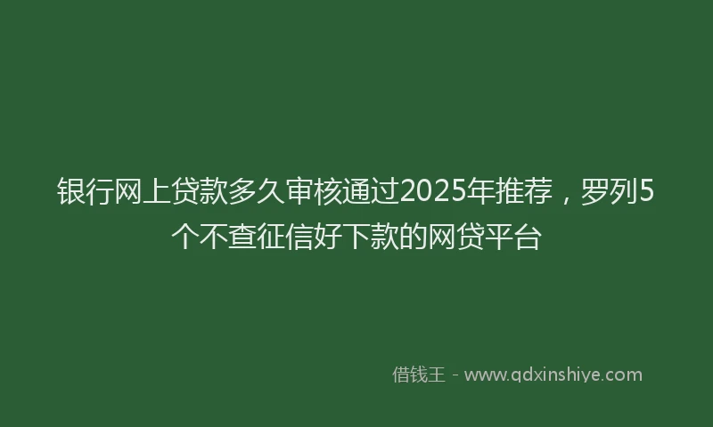 银行网上贷款多久审核通过2025年推荐，罗列5个不查征信好下款的网贷平台