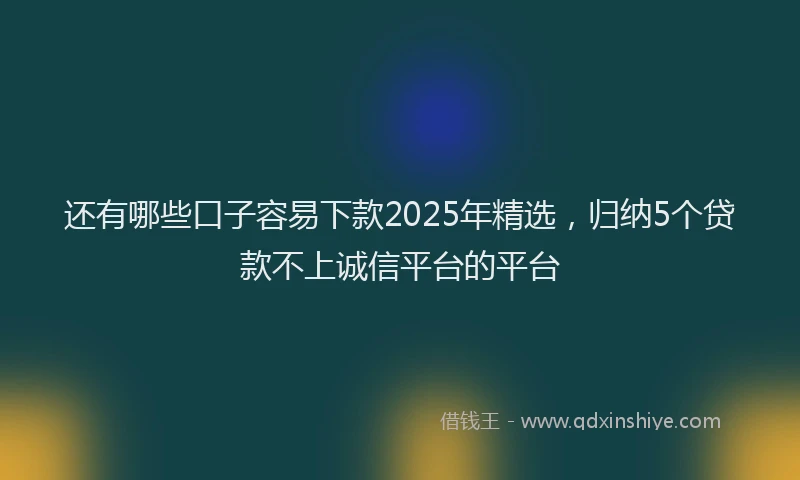 还有哪些口子容易下款2025年精选，归纳5个贷款不上诚信平台的平台