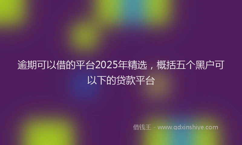 逾期可以借的平台2025年精选，概括五个黑户可以下的贷款平台