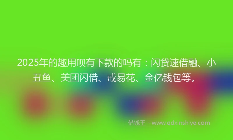 2025年的趣用呗有下款的吗有：闪贷速借融、小丑鱼、美团闪借、戒易花、金亿钱包等。