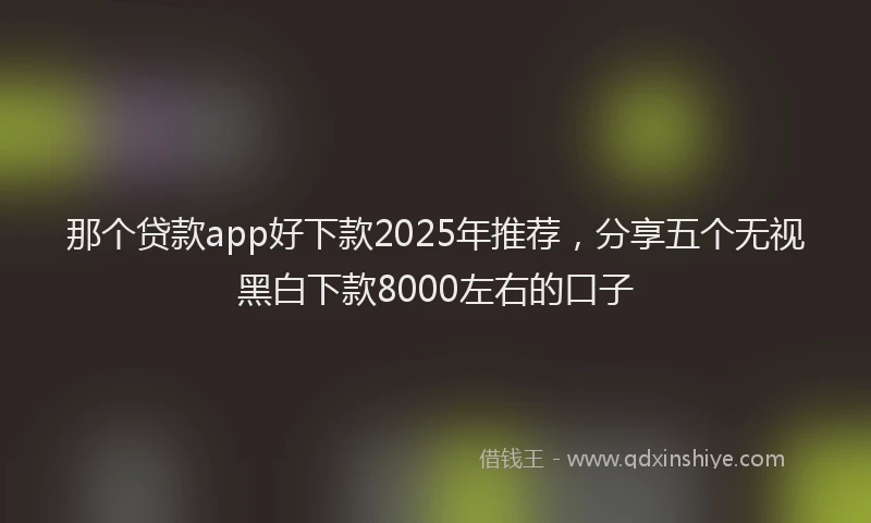 那个贷款app好下款2025年推荐，分享五个无视黑白下款8000左右的口子