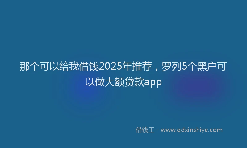 那个可以给我借钱2025年推荐，罗列5个黑户可以做大额贷款app