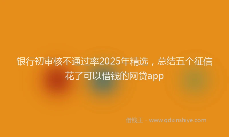 银行初审核不通过率2025年精选，总结五个征信花了可以借钱的网贷app