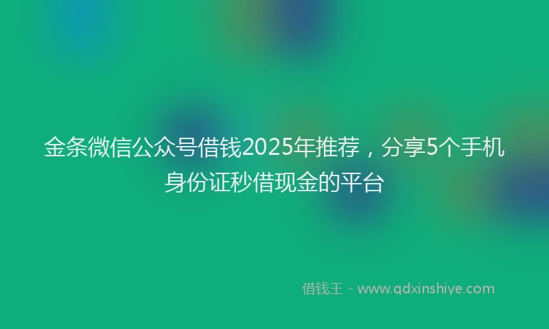 金条微信公众号借钱2025年推荐，分享5个手机身份证秒借现金的平台