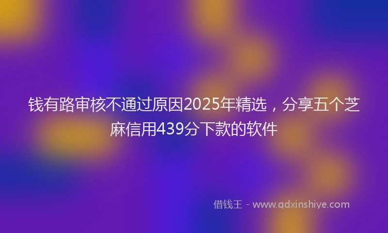 钱有路审核不通过原因2025年精选，分享五个芝麻信用439分下款的软件