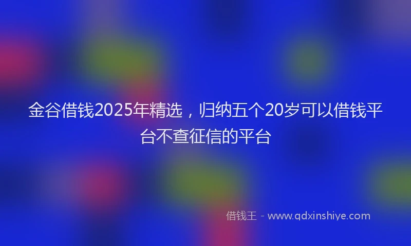 金谷借钱2025年精选，归纳五个20岁可以借钱平台不查征信的平台