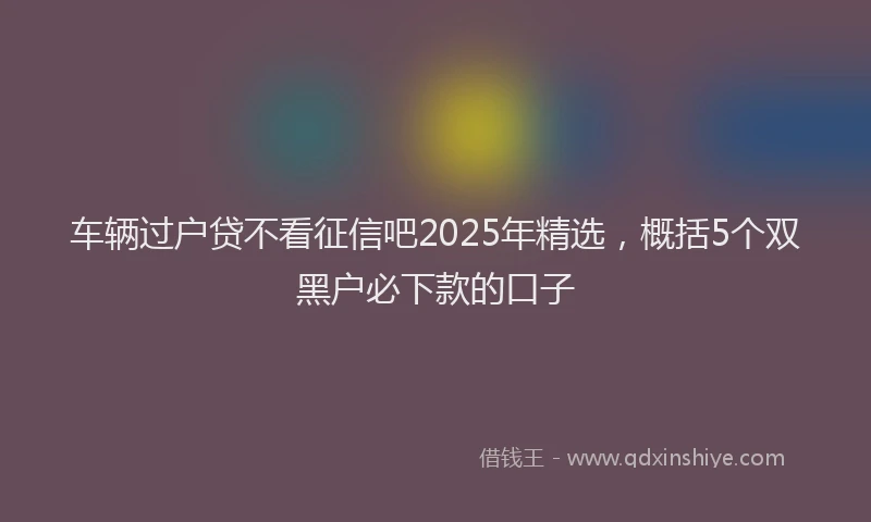 车辆过户贷不看征信吧2025年精选，概括5个双黑户必下款的口子