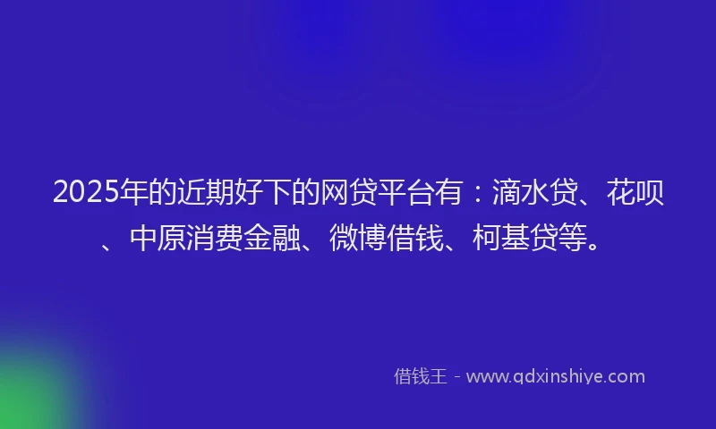 2025年的近期好下的网贷平台有：滴水贷、花呗、中原消费金融、微博借钱、柯基贷等。